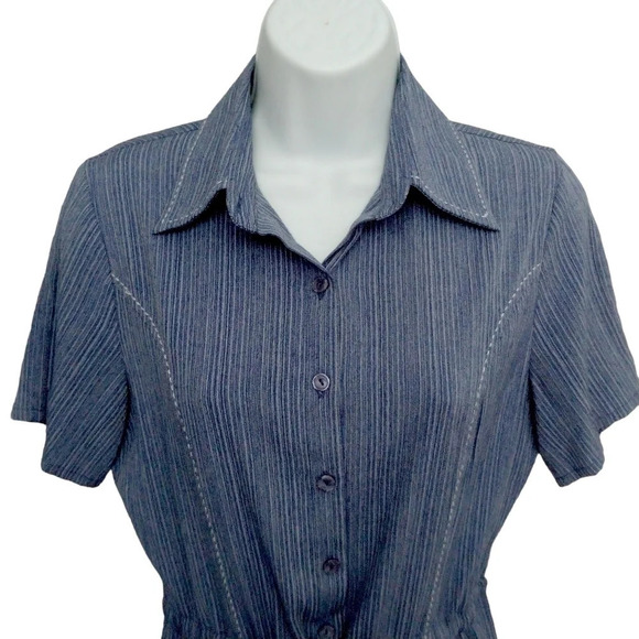 Marie Claire Safari Style  Tunic with Tie Blue/White 4/5 - Picture 2 of 8